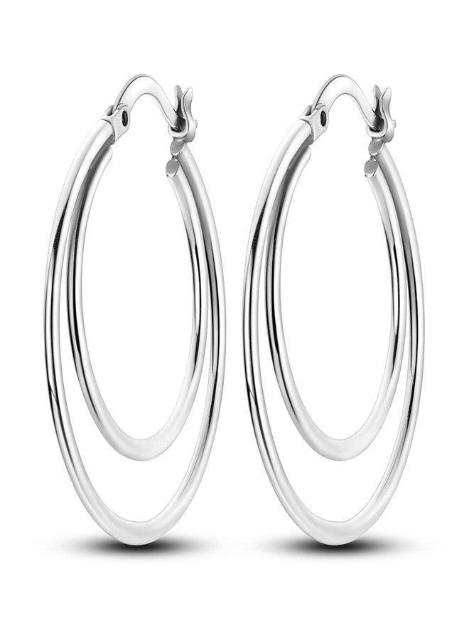 NARMO 925 Sterling Silver Hoop Earrings for Women Hypoallergenic Lightweight Simple Huggie Hoop Earrings Twisted Hoop Earrings Colorful Cubic Zirconia Hoop Earrings Rainbow Hoop Earrings, 1.15 inches - Image 1