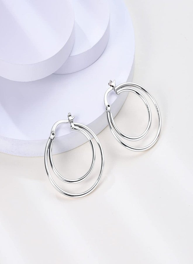 NARMO 925 Sterling Silver Hoop Earrings for Women Hypoallergenic Lightweight Simple Huggie Hoop Earrings Twisted Hoop Earrings Colorful Cubic Zirconia Hoop Earrings Rainbow Hoop Earrings, 1.15 inches - Image 2