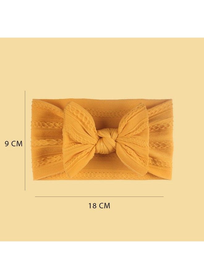 Syga Baby Girls Jacquard Soft Nylon Headbands Hairbands Hair Accessories Bow Headband For Newborns Infants Toddlers And Kids 0 3 Years (Yellow)  - Image 4