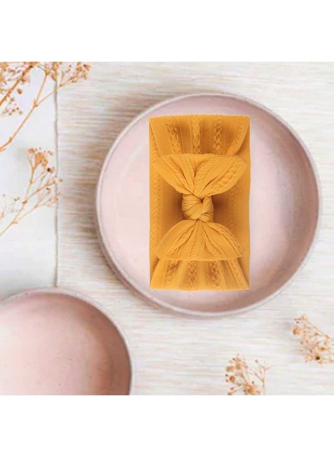 Syga Baby Girls Jacquard Soft Nylon Headbands Hairbands Hair Accessories Bow Headband For Newborns Infants Toddlers And Kids 0 3 Years (Yellow)  - Image 5