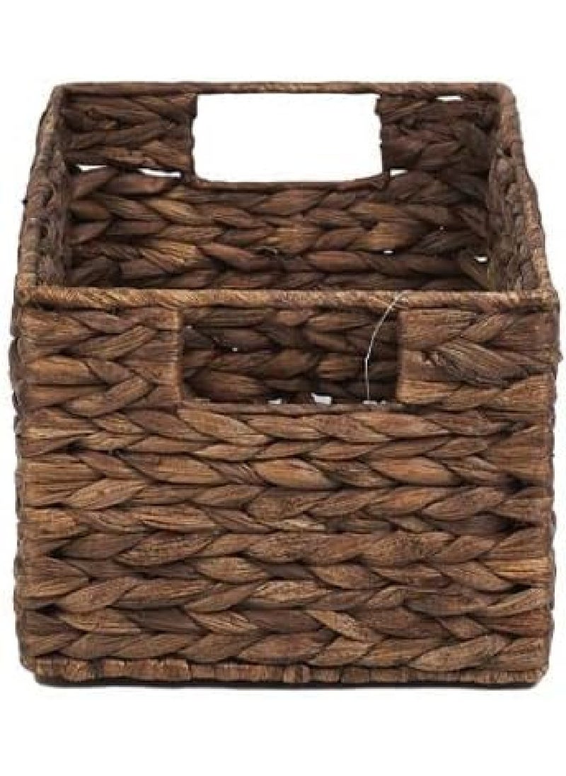 Homesmiths Small Water Hyacinth Storage Basket with Handle Brown 33.6 x 23 x 15 cm  - Image 1