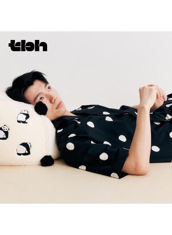 tbh Tianxiepai Home Panda Puff Tencel Cotton Loungewear Set, Uni Summer Wearable Pajamas, Long Polka Dot, Size S - Image 2