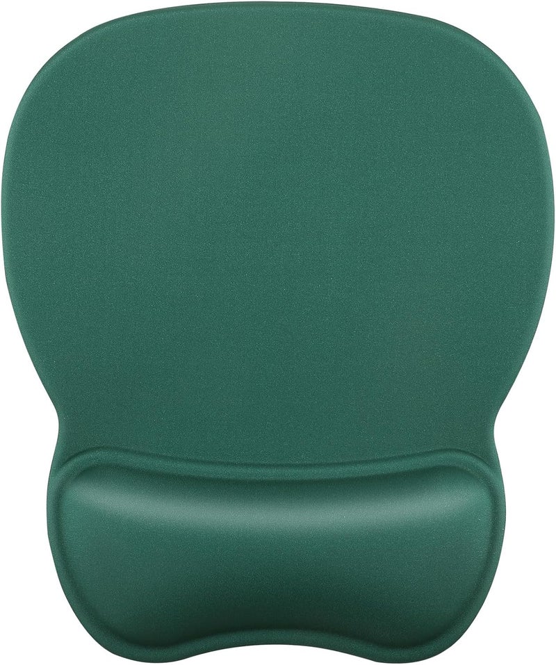 Ergonomic Mouse Pad with Gel Wrist Rest, 9.4 x 8.1 in, Forest Green | Ergonomic Shape Design, Multiple Pattern Options, Gel Wrist Comfort, Smooth Lycra Surface, Non-Slip PU Base - Image 1