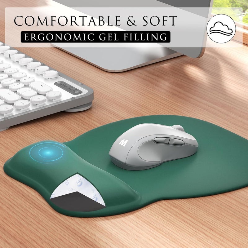 Ergonomic Mouse Pad with Gel Wrist Rest, 9.4 x 8.1 in, Forest Green | Ergonomic Shape Design, Multiple Pattern Options, Gel Wrist Comfort, Smooth Lycra Surface, Non-Slip PU Base - Image 4