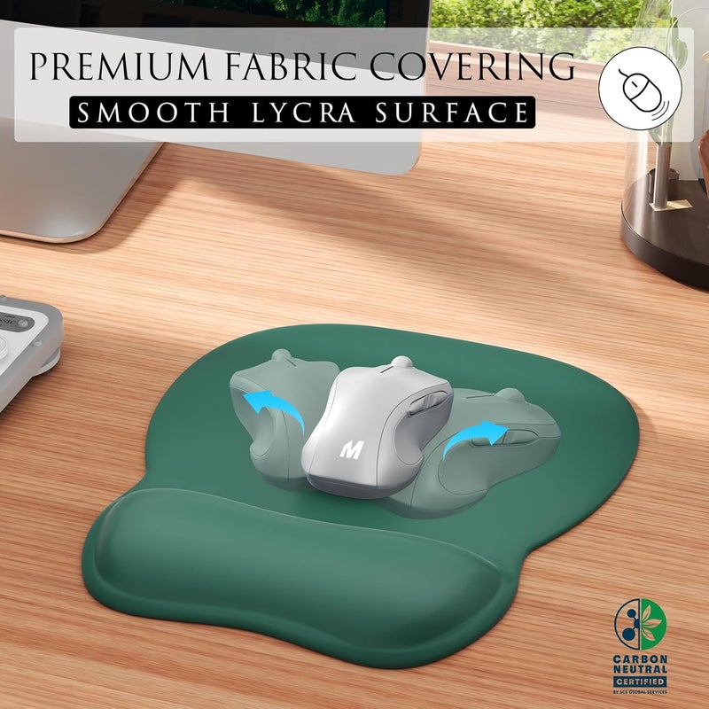 Ergonomic Mouse Pad with Gel Wrist Rest, 9.4 x 8.1 in, Forest Green | Ergonomic Shape Design, Multiple Pattern Options, Gel Wrist Comfort, Smooth Lycra Surface, Non-Slip PU Base - Image 2