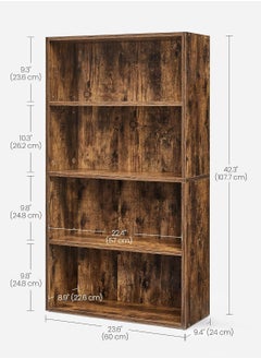Gogoya Bookshelf,Industrial 4 Shelf Bookcase,Large 42.3 Inch Tall Floor Standing Open Bookshelf for Home Office, Living Room, and Bedroom Storage  - Image 2