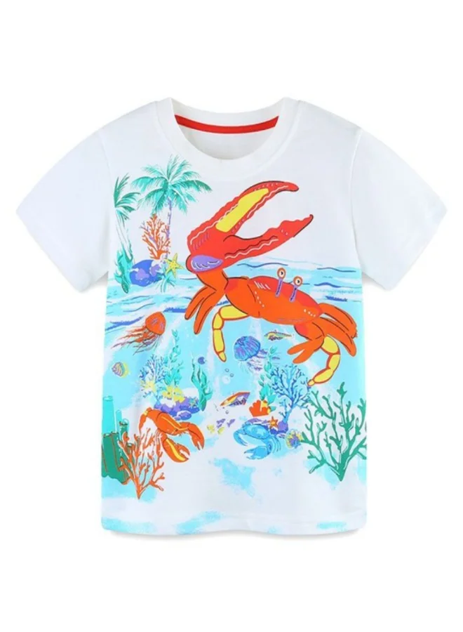 يونيكي White Graphic Printed Round Neck T-shirt
