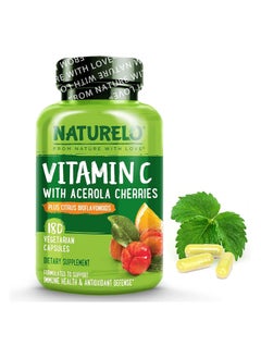 Vitamin C with Acerola Cherries Plus Citrus Bioflavonoids Formulated to Support Immune Health & Antioxidant Defense Dietary Supplement 180 Vegetarian Capsules
