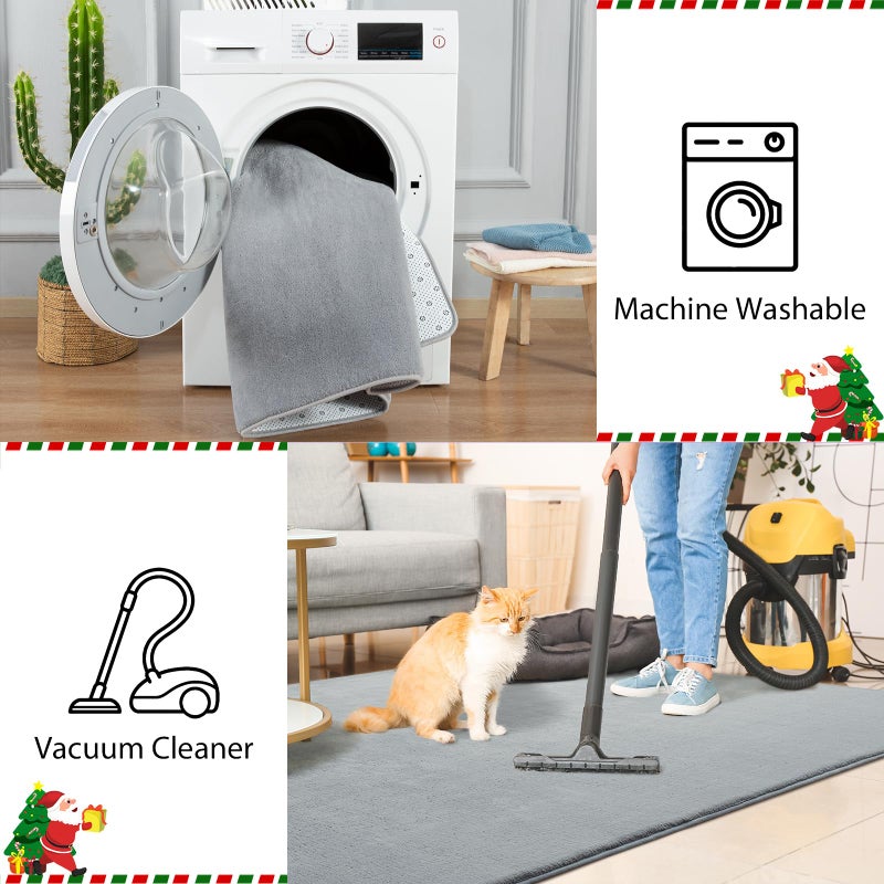 Przemy Washable Area Rug for Living Room Bedroom, 6x9 Feet Grey Memory Foam Rug, Super Soft Modern Indoor Carpet for Kids Room Girls Boys Dorm Nursery Decor Mat - Image 5