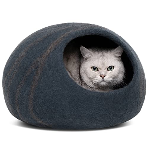 MEOWFIA Premium Felt CAT CAVE Bed Medium Slate Gray - Image 1