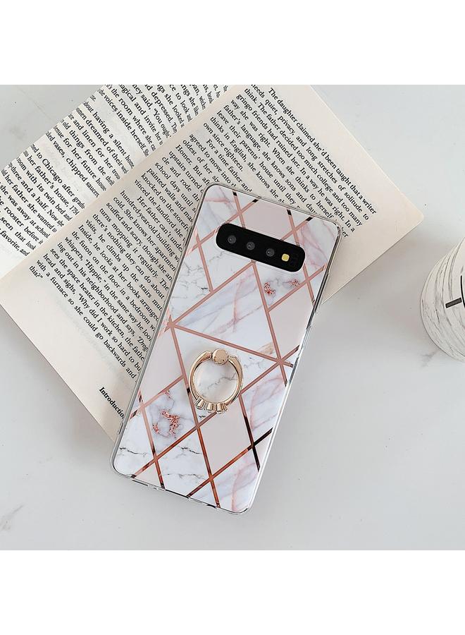 زبون جراب لهاتف Galaxy S10e مطلي بنمط هندسي ملون من الرخام والفسيفساء جراب هاتف محمول من مادة TPU مع حامل من أحجار الراين - Image 2