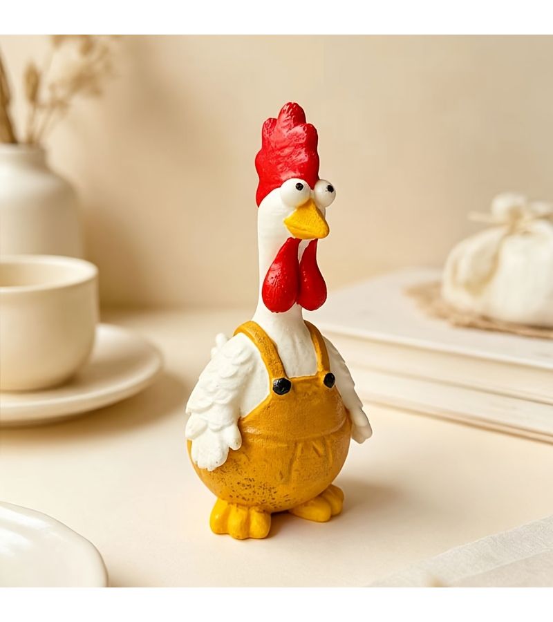 Creative Hand Painted Resin Chick Figurine Kawaii Desktop Decor Perfect For Home Shelf Or Car - Image 3
