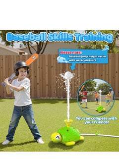 XICEN 4 in 1 Turtle Water Sprinkler Toys, Kids Summer Outdoor Pools Toys includes Baseball, Ring toss game, Hurdle race and Jumping game, Summer 360 Degree Rotating Water Spray Toy, Suit for Yard Lawn Backyard Park Garden Pool  - Image 3