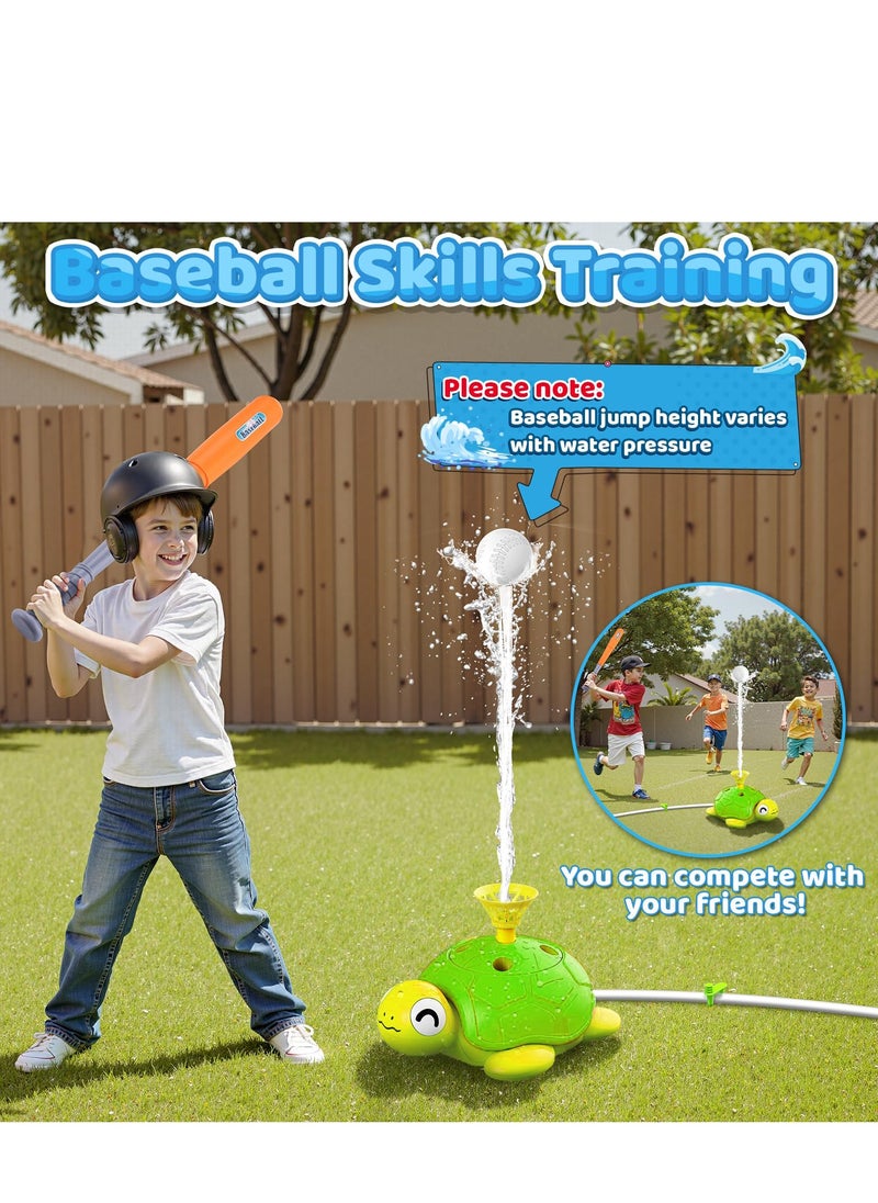 XICEN 4 in 1 Turtle Water Sprinkler Toys, Kids Summer Outdoor Pools Toys includes Baseball, Ring toss game, Hurdle race and Jumping game, Summer 360 Degree Rotating Water Spray Toy, Suit for Yard Lawn Backyard Park Garden Pool  - Image 3