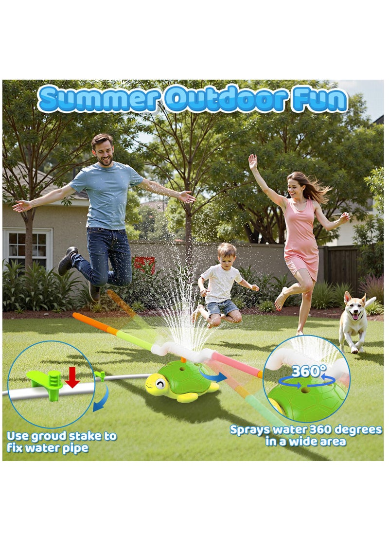 XICEN 4 in 1 Turtle Water Sprinkler Toys, Kids Summer Outdoor Pools Toys includes Baseball, Ring toss game, Hurdle race and Jumping game, Summer 360 Degree Rotating Water Spray Toy, Suit for Yard Lawn Backyard Park Garden Pool  - Image 4