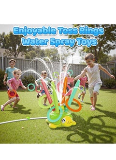 XICEN 4 in 1 Turtle Water Sprinkler Toys, Kids Summer Outdoor Pools Toys includes Baseball, Ring toss game, Hurdle race and Jumping game, Summer 360 Degree Rotating Water Spray Toy, Suit for Yard Lawn Backyard Park Garden Pool  - Image 5