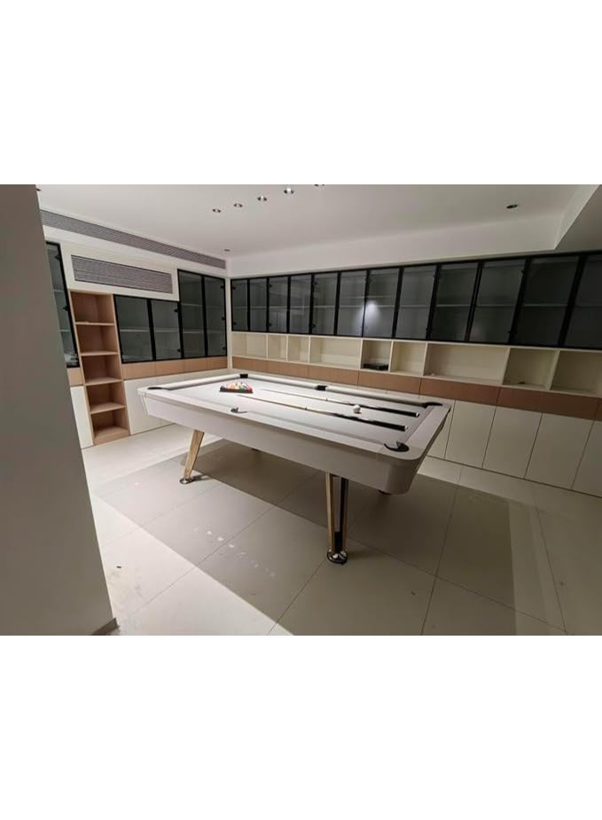 Cool Baby Style 7FT 3-in-1 Billiards Table | Chinese 8-Ball, American 9-Ball & Snooker Pool Table | Modern Light Grey Matte Finish | Solid Wood Legs | Home & Game Room Use - Image 4