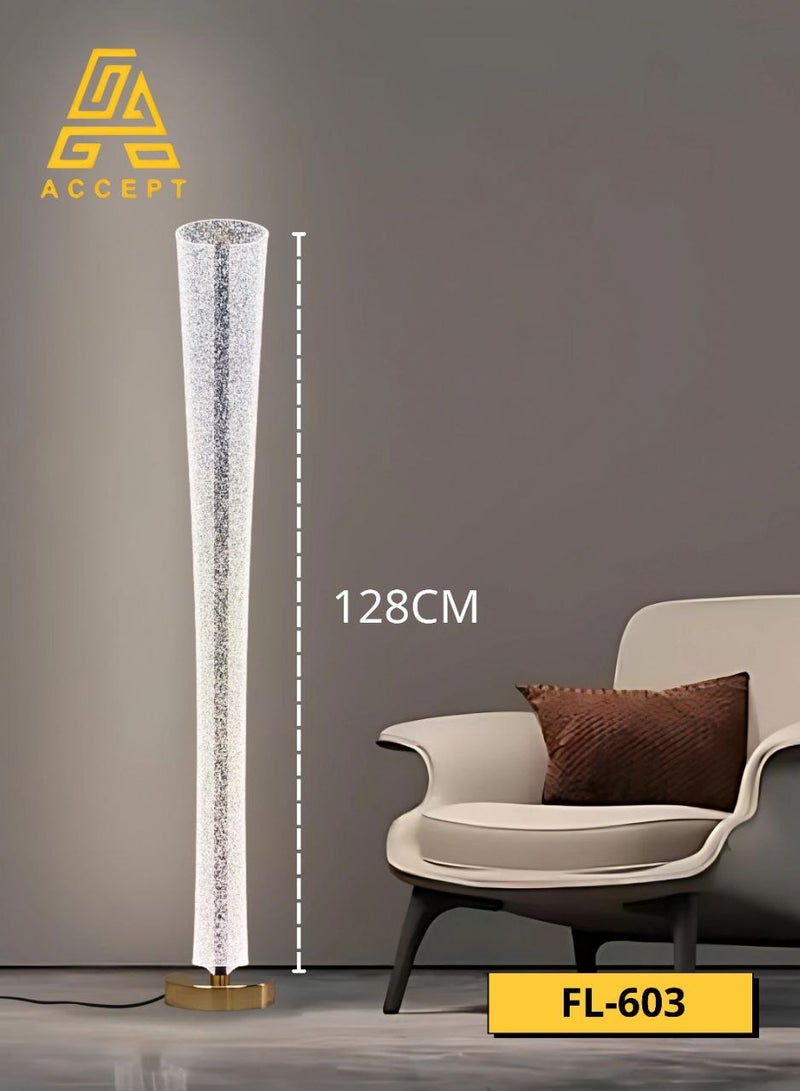 ACCEPT LED Acrylic Floor Lamp with Gold Base Electric Operated with 3 Colors Switch for Lighting White, Yellow and daylight  - Image 2