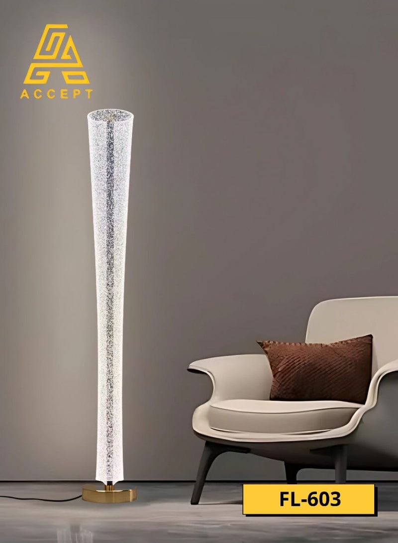 ACCEPT LED Acrylic Floor Lamp with Gold Base Electric Operated with 3 Colors Switch for Lighting White, Yellow and daylight  - Image 1