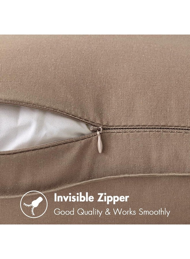 MIULEE Pack of 2 Coco Brown Pillow Covers 24x24 Inch Decorative Couch Throw Pillow Covers Linen Cushion Covers Set Modern Farmhouse Home Decor for Sofa Living Room Bed - Image 3