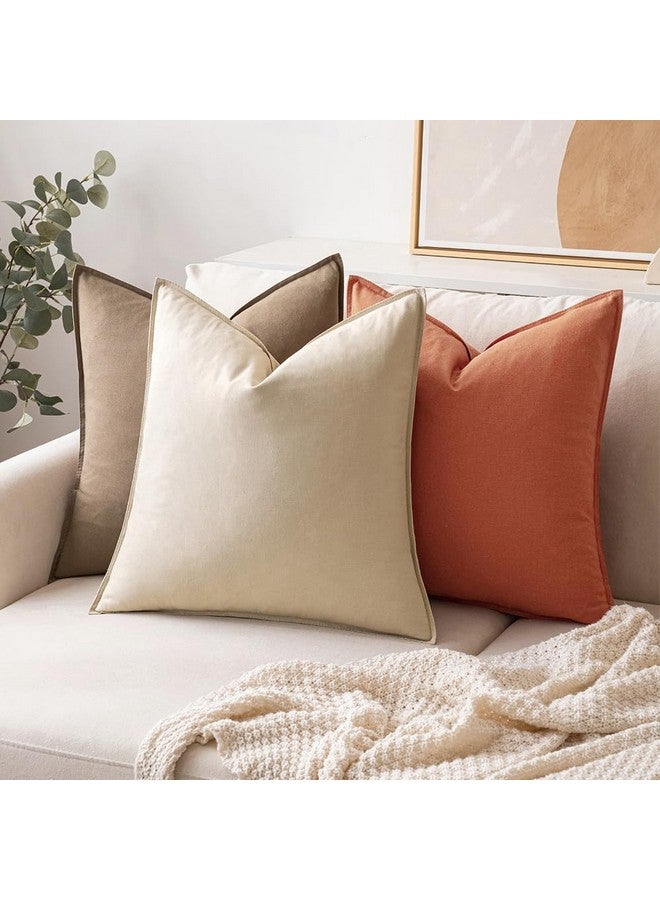 MIULEE Pack of 2 Coco Brown Pillow Covers 24x24 Inch Decorative Couch Throw Pillow Covers Linen Cushion Covers Set Modern Farmhouse Home Decor for Sofa Living Room Bed - Image 4