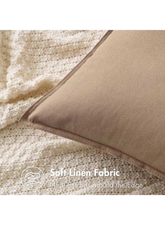 MIULEE Pack of 2 Coco Brown Pillow Covers 24x24 Inch Decorative Couch Throw Pillow Covers Linen Cushion Covers Set Modern Farmhouse Home Decor for Sofa Living Room Bed - Image 2
