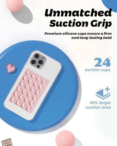 amBand Magnetic Suction Phone Mount for MagSafe Case, Silicone Octo Cup Buddy Sticky Grip Holder for iPhone, Removable Hands-Free Selfie/Video for TikTok Influencers, Women Gift, Light Pink - Image 4