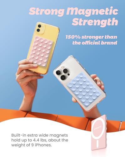 amBand Magnetic Suction Phone Mount for MagSafe Case, Silicone Octo Cup Buddy Sticky Grip Holder for iPhone, Removable Hands-Free Selfie/Video for TikTok Influencers, Women Gift, Light Pink - Image 3