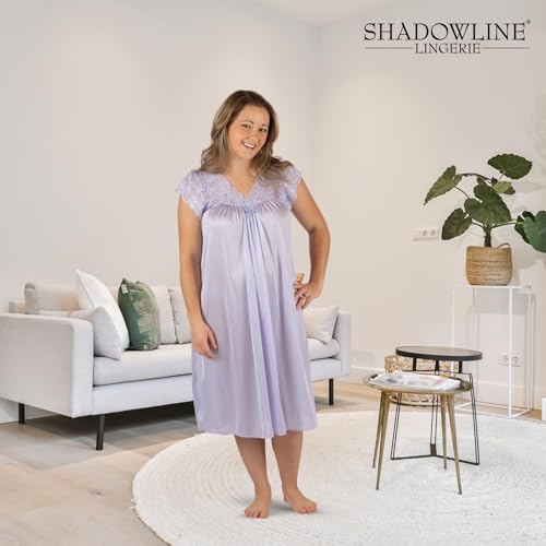 Shadowline Women’s Short Lace Cap Sleeve Nightgown - 40” Length Gown - Image 2