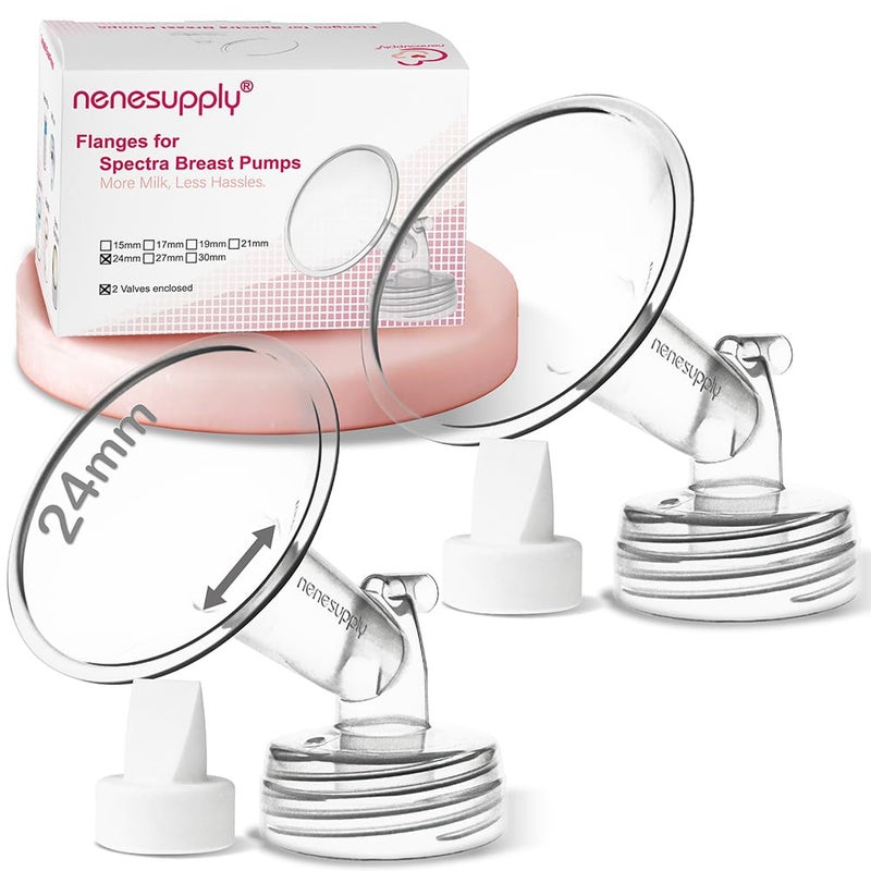 Nenesupply 24mm 2 pc Flanges Duckbill Valves Compatible with Spectra S2 S1 9 Plus Synergy Gold Breastpump Replacement to Spectra Pump Parts Flange Accessories Wide Mouth Work with Backflow Protector - Image 1