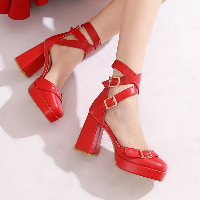 2026 Style Closed-Toe High-Heeled Sandals With Ankle Strap, Size 40-50 Women'S Shoes, Waterproof Platform, Elegant Women'S Shoes - Image 2
