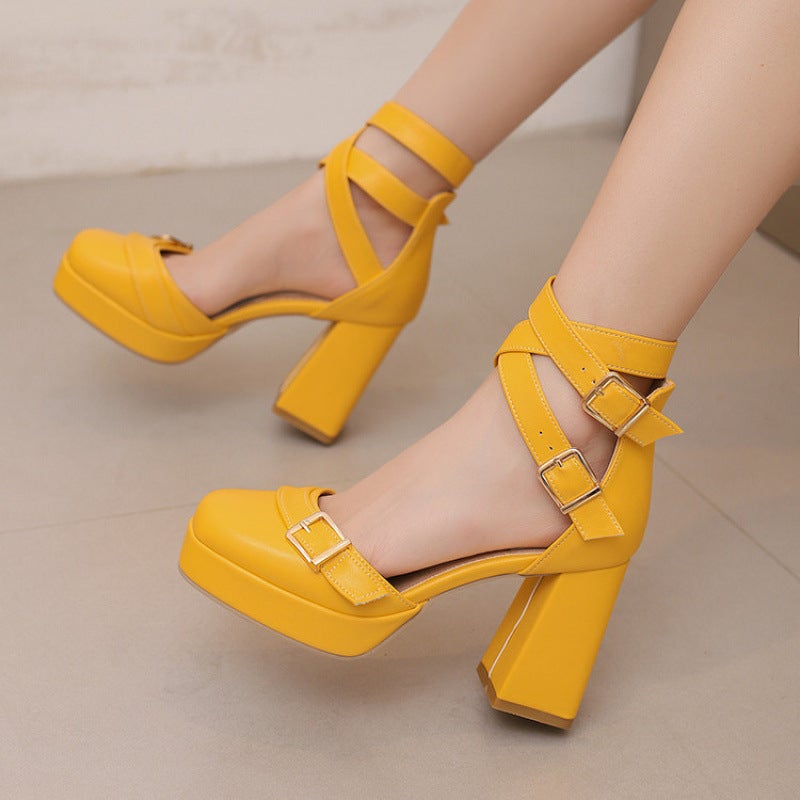 2026 Style Closed-Toe High-Heeled Sandals With Ankle Strap, Size 40-50 Women'S Shoes, Waterproof Platform, Elegant Women'S Shoes - Image 5