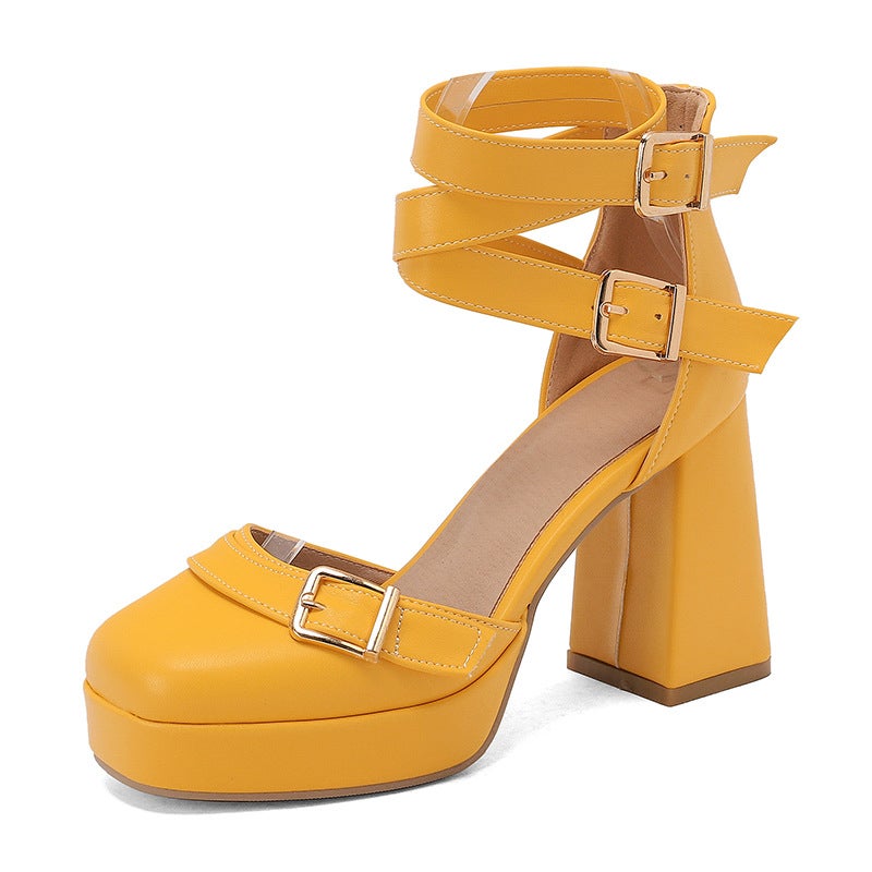 2026 Style Closed-Toe High-Heeled Sandals With Ankle Strap, Size 40-50 Women'S Shoes, Waterproof Platform, Elegant Women'S Shoes - Image 1