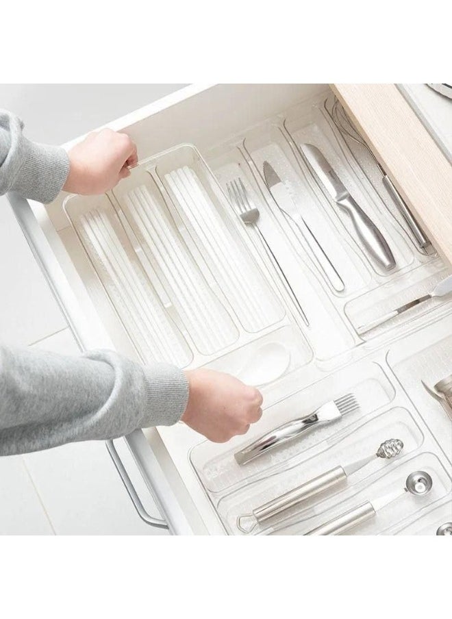 Happy Home Acrylic 5-Compartment Tabletop Organizer with Gold Frame for Jewelry, Cosmetics, Makeup, Kitchen Utensils Rectangular 34*24cm  - Image 3