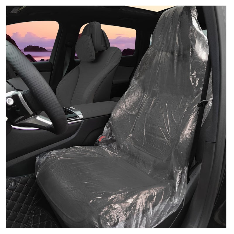 carleef 50PCS Disposable Car Seat Covers Provide Temporary ProtectionPlastic Seat Covers for Cars Keep Car Interior TidyUniversal Car Accessories Car Seat Protector for Most Cars - Image 2