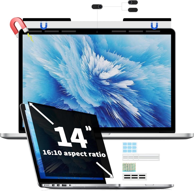 Halloive Magnetic Laptop Privacy Screen for 14 Inch 16:10, Removable Computer Screen Privacy Shield 14" Aspect Privacy Filter Screen Protector for with Lenovo Hp Dell Acer Asus Thinkpad Envy - Image 1