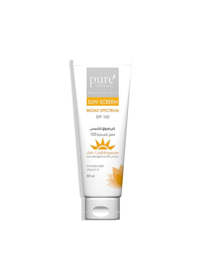 Pure Beauty Sun Screen SPF100 Enriched with Vitamin E-50ml