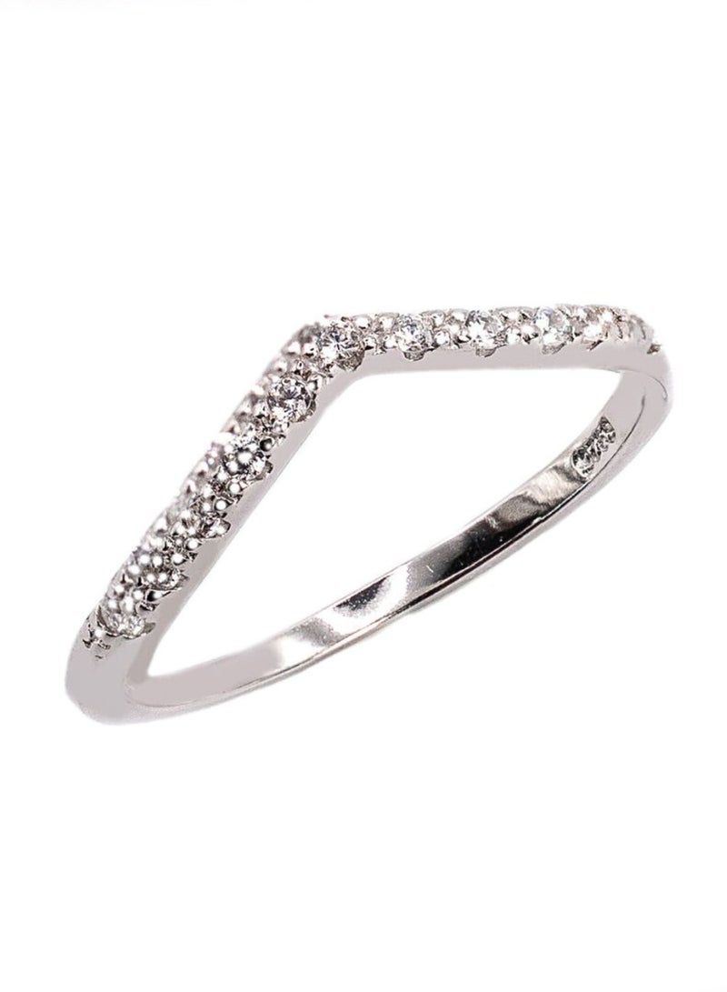 LAVEEN JEWELLERY V-Shaped Stacking Ring | Tarnish Free 18K Gold or Rhodium Plated Ring | 925 Sterling Silver with Round & Pear-Cut Cubic Zirconia, 18K Gold or Rhodium Plating, Stackable Design  - Image 1