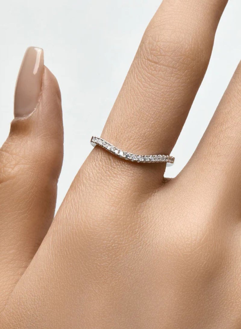 LAVEEN JEWELLERY V-Shaped Stacking Ring | Tarnish Free 18K Gold or Rhodium Plated Ring | 925 Sterling Silver with Round & Pear-Cut Cubic Zirconia, 18K Gold or Rhodium Plating, Stackable Design  - Image 3