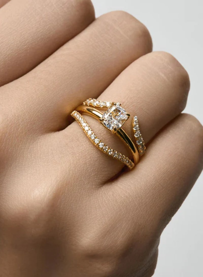 LAVEEN JEWELLERY V-Shaped Stacking Ring | Tarnish Free 18K Gold or Rhodium Plated Ring | 925 Sterling Silver with Round & Pear-Cut Cubic Zirconia, 18K Gold or Rhodium Plating, Stackable Design  - Image 5