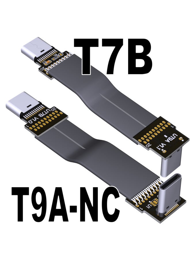 USB3.2 كابل تمديد صف مرن مرن وناعم للبيانات المسطحة C ذكر من النوع c خفيف ورفيع قصير ADT Gen2x2 20g- اللون: T9a-t7b-nc بدون Ic 20p White Dot=0-120cm  - Image 1