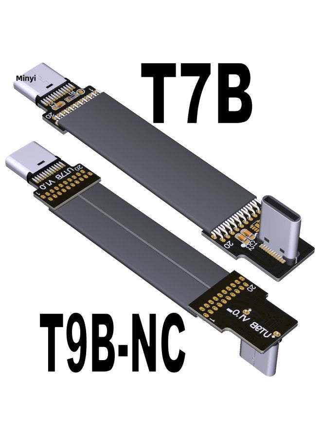 USB3.2 كابل تمديد صف مرن مرن وناعم للبيانات المسطحة C ذكر من النوع c خفيف ورفيع قصير ADT Gen2x2 20g- اللون: T9a-t7b-nc بدون Ic 20p White Dot=0-120cm  - Image 3