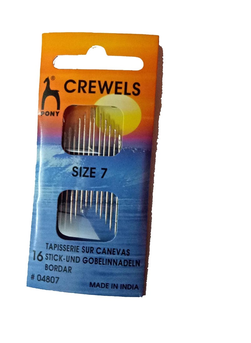 Pony Pony Long Point Needles Long Hole Crewel Size No 7 8 16 Needles In One Card Set of 2 Each  - Image 1