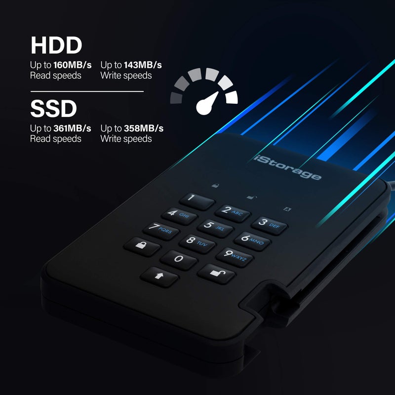 iStorage diskAshur2 HDD 2TB Black | Secure portable hard drive | Password protected | Dust & water resistant | Hardware Encryption - Image 3
