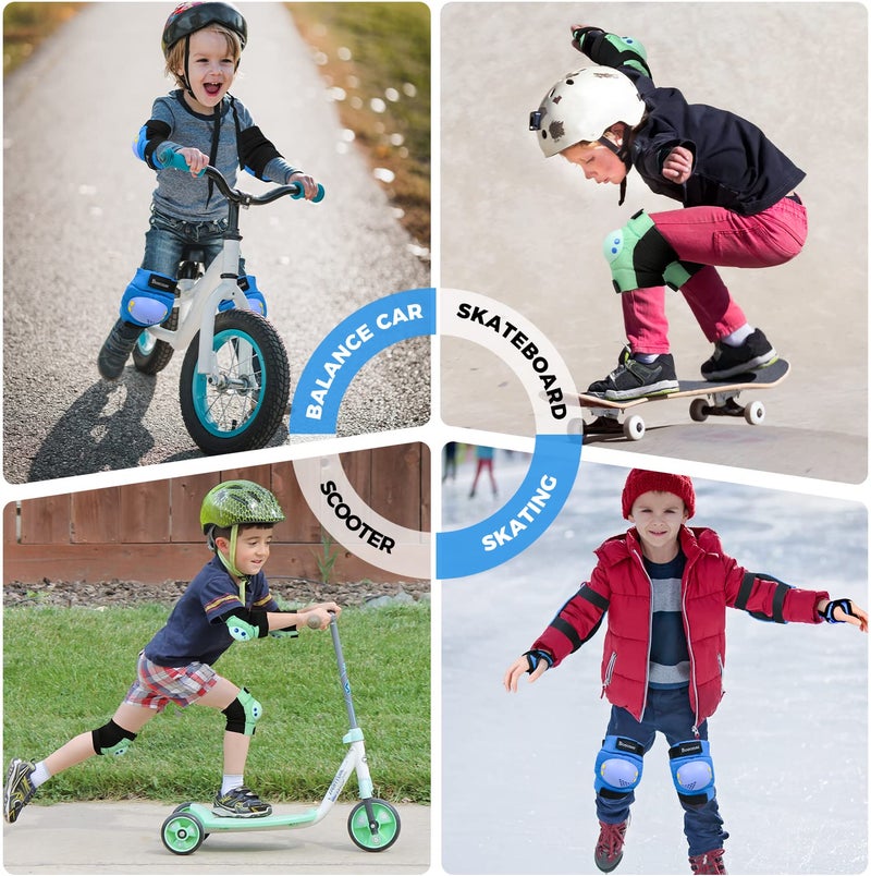 BOSONER Kids Knee Pads Set for 3-15 Year, Knee Elbow Pads and Wrist Guards for Boys/Girls, Child Protective Gear for Biking, Skating, Skateboarding, Roller Skating, Cycling, Scooter - Image 4