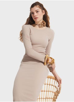 Crew Neck  Ruched Detail Dress - pzsku/Z977B47F4164CD91D4318Z/45/_/1722918071/37bbcc14-302b-4817-ae1e-833e8583438b