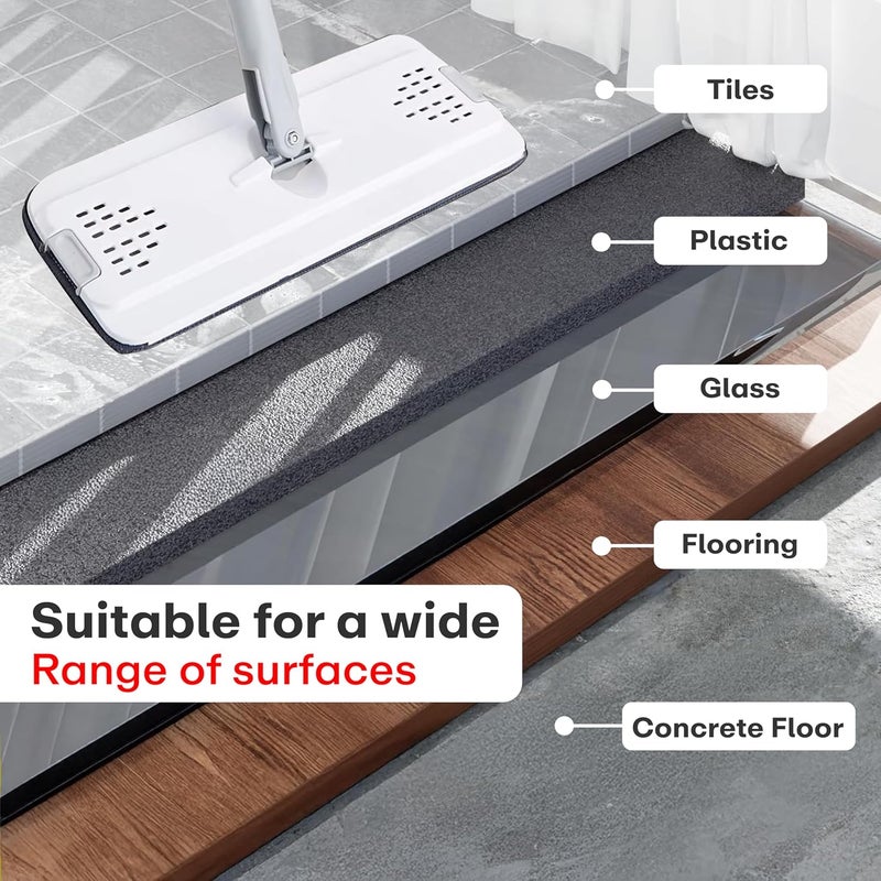 PRIME PICK Plastic Mop and Bucket with Wringer Set Flat Floor Mop and Bucket with 2 Microfiber Mops for Floor Cleaning Wet and Dry Use for Household CleaningWhite - Image 4