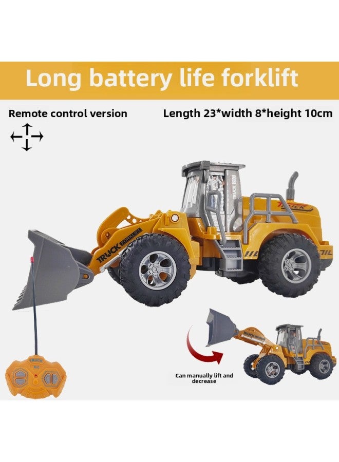 Long Endurance Children's Remote Control Excavation Engineering Bulldozer Road Roller Sanitation Shovel Wooden Car Rc Electric Toy Car-Color:Engineering Forklift-Proportion:1:30 (e-commerce) Self-purchased Battery - Image 1
