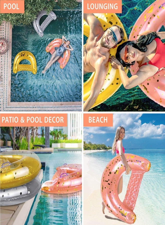 POZA Inflatable Pool Float Chair - Sparkle Confetti Lounge Inflatable Pool Floats, 2 Built in Cup Holders & Handles, Adult Inflatable Pool Lounger Floating Chair for Beach, Lake & Pool - 48x38 Inch - Image 3