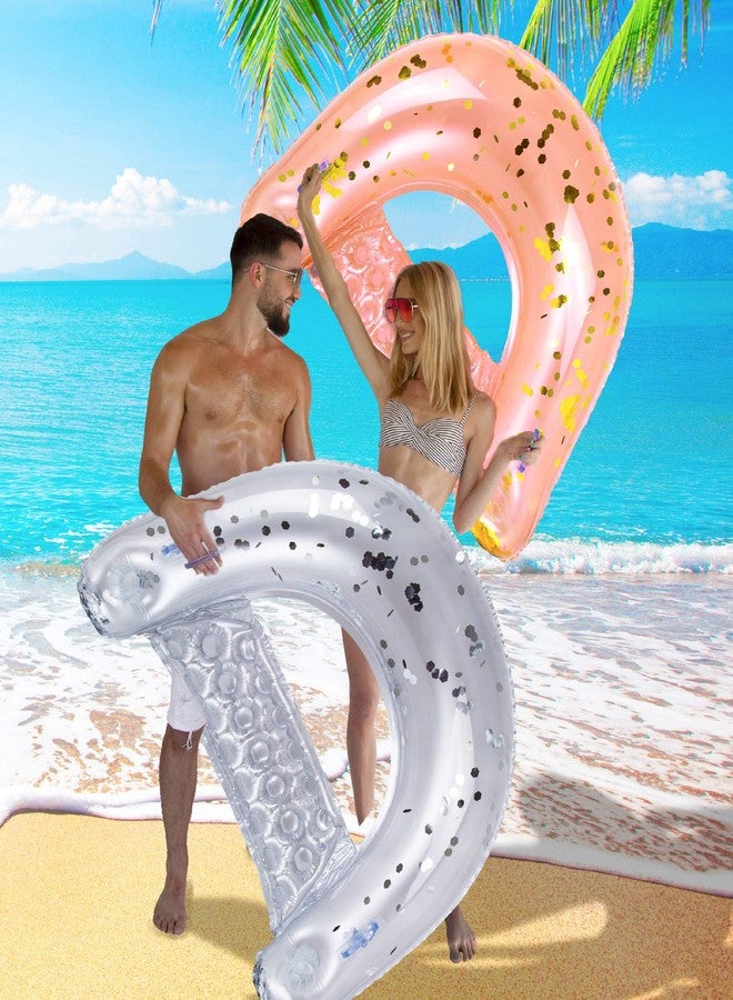POZA Inflatable Pool Float Chair - Sparkle Confetti Lounge Inflatable Pool Floats, 2 Built in Cup Holders & Handles, Adult Inflatable Pool Lounger Floating Chair for Beach, Lake & Pool - 48x38 Inch - Image 5